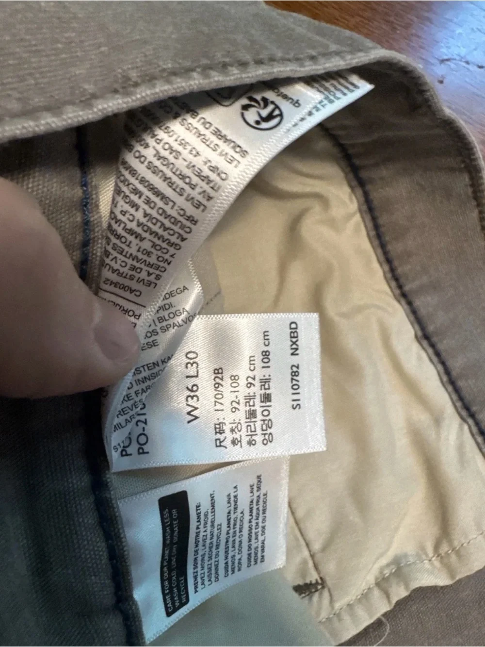 Levi's XX Chino Relaxed Straight Leg Fit Men's Khaki Stretch 36x30